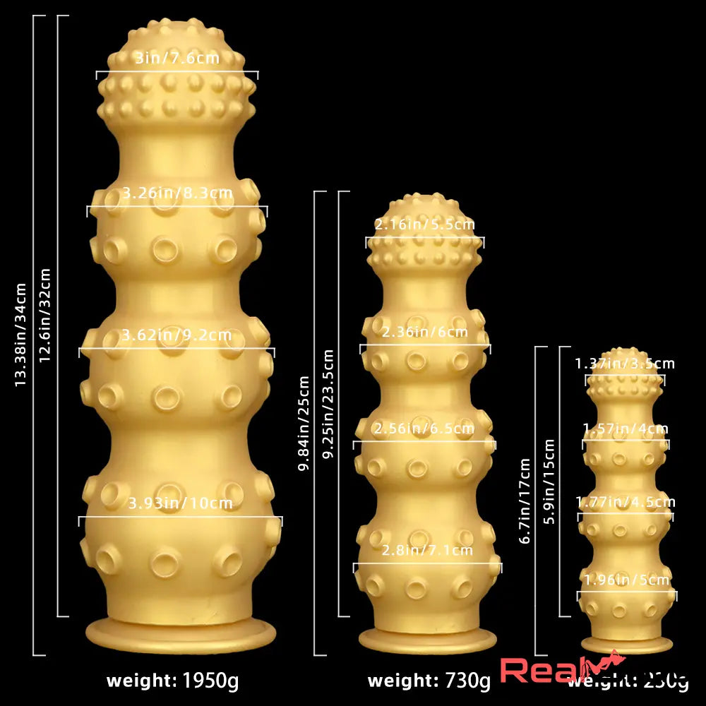 6.7in 9.84in 13.38in Gold Silicone Animal Octopus Large Dildo Sex Toy - Real Dildo