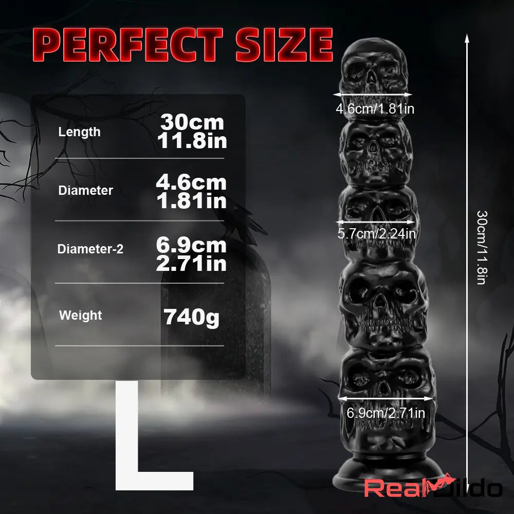 8.668in 11.86in 7.87in 11.02in Pumpkin Skull Odd Big Anal Black Dildo - Real Dildo