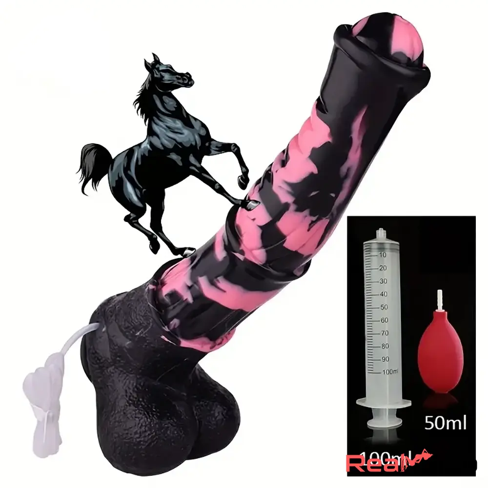 9.64in 13.77in Large Horse Animal Cock Silicone Ejaculation Dildo Love Toy - Real Dildo