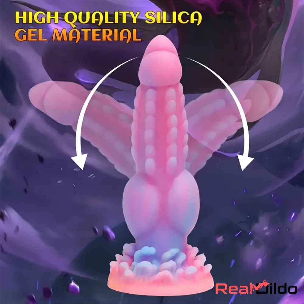 8.14in Colorful Silicone Flexible Fantasy Big Luminous Monster Anal Dildo - Real Dildo