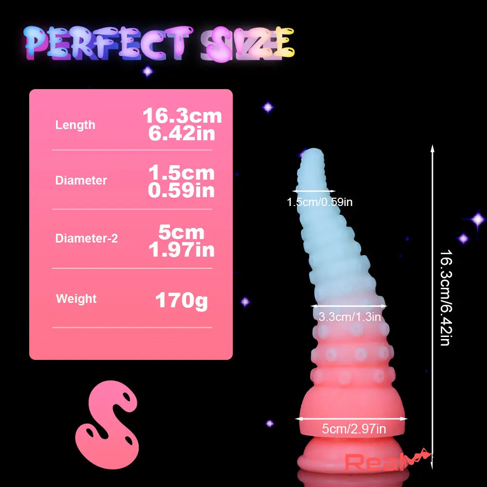 6.42in 7.48in 8.66in Fluorescent Octopus Tentacle Soft Dildo Female Sex Toy - Real Dildo