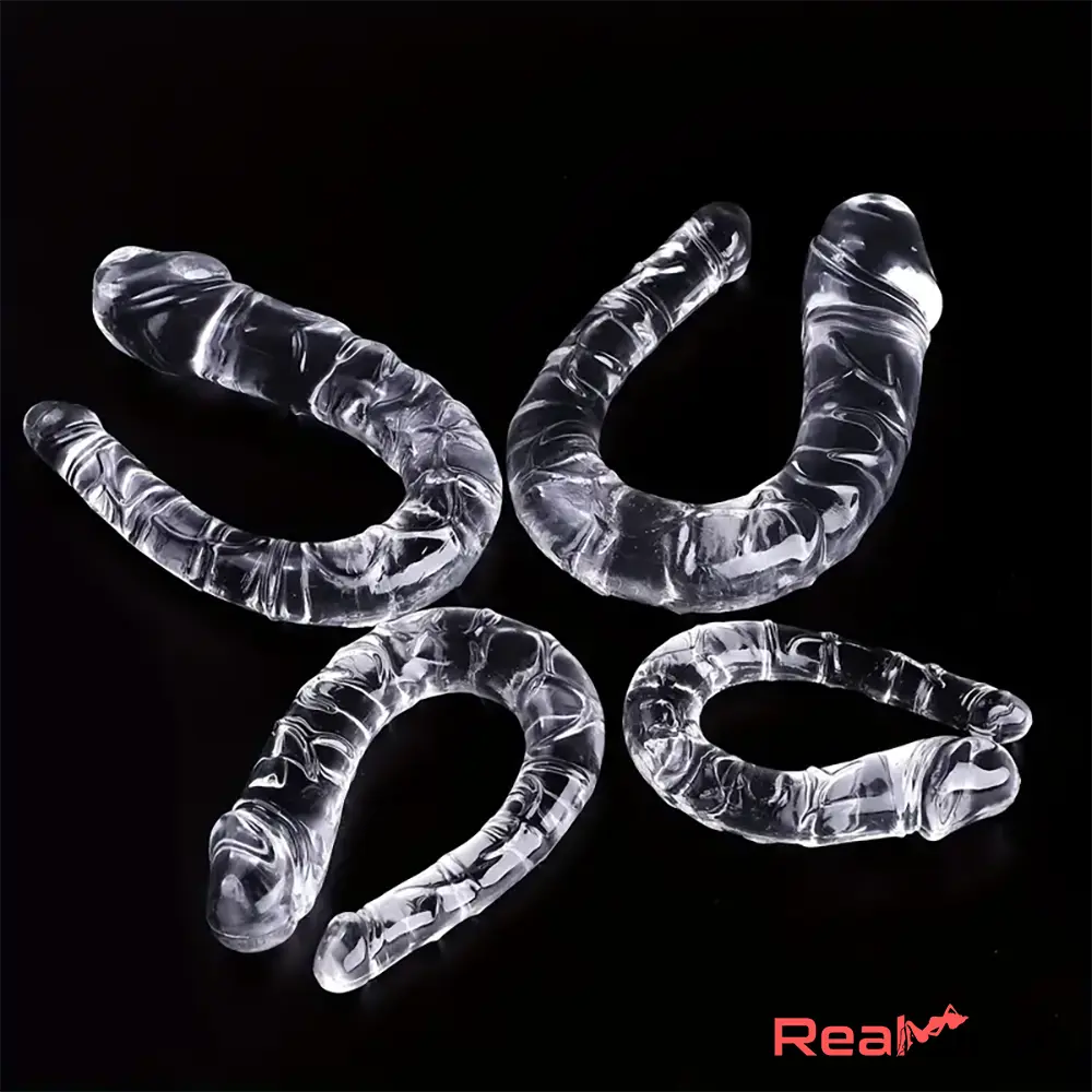 5.31in 6.69in 7.48in 8.46in Clear Dual Heads Curved U Shape Love Dildo - Real Dildo