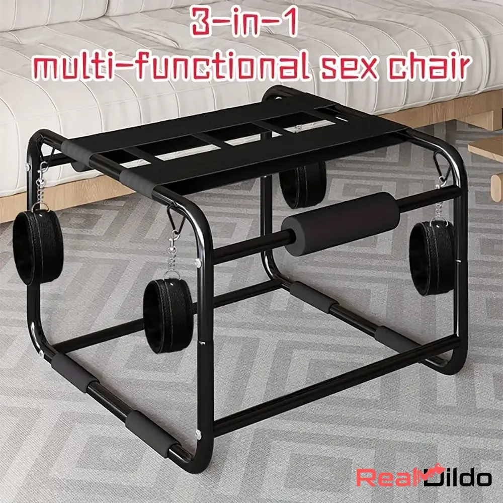 Ergonomic Multi-Functional BDSM Bondage Sex Love Dildo Chair - Real Dildo