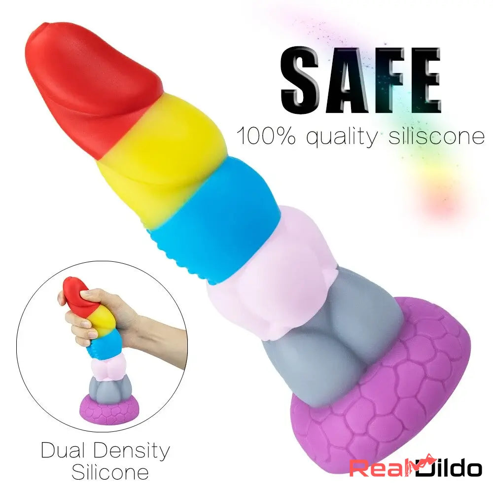 8.66in Silicone Rainbow Soft Big Dildo For Gay LGBT Adults Sex Toy