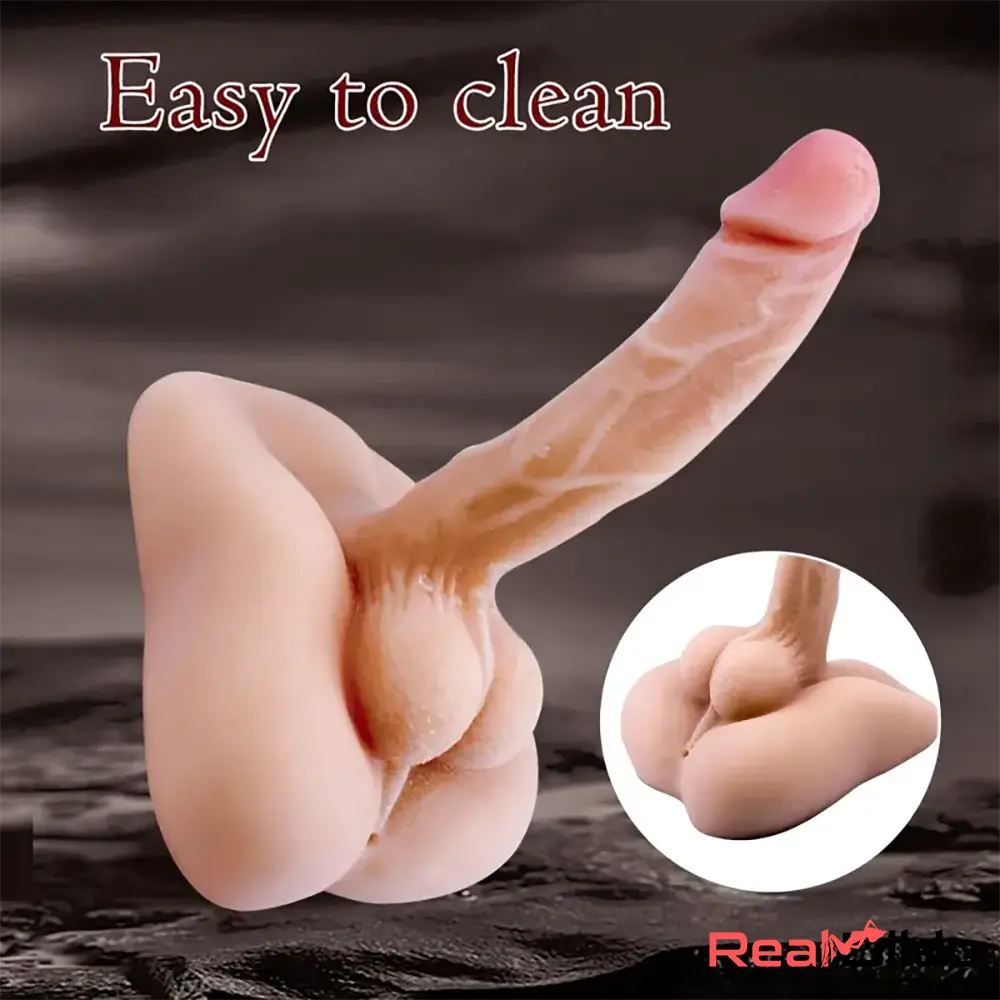 7.1in Real Silicone Flexible Suction Cup Sex Toy Dildo Torso With Anus - Real Dildo