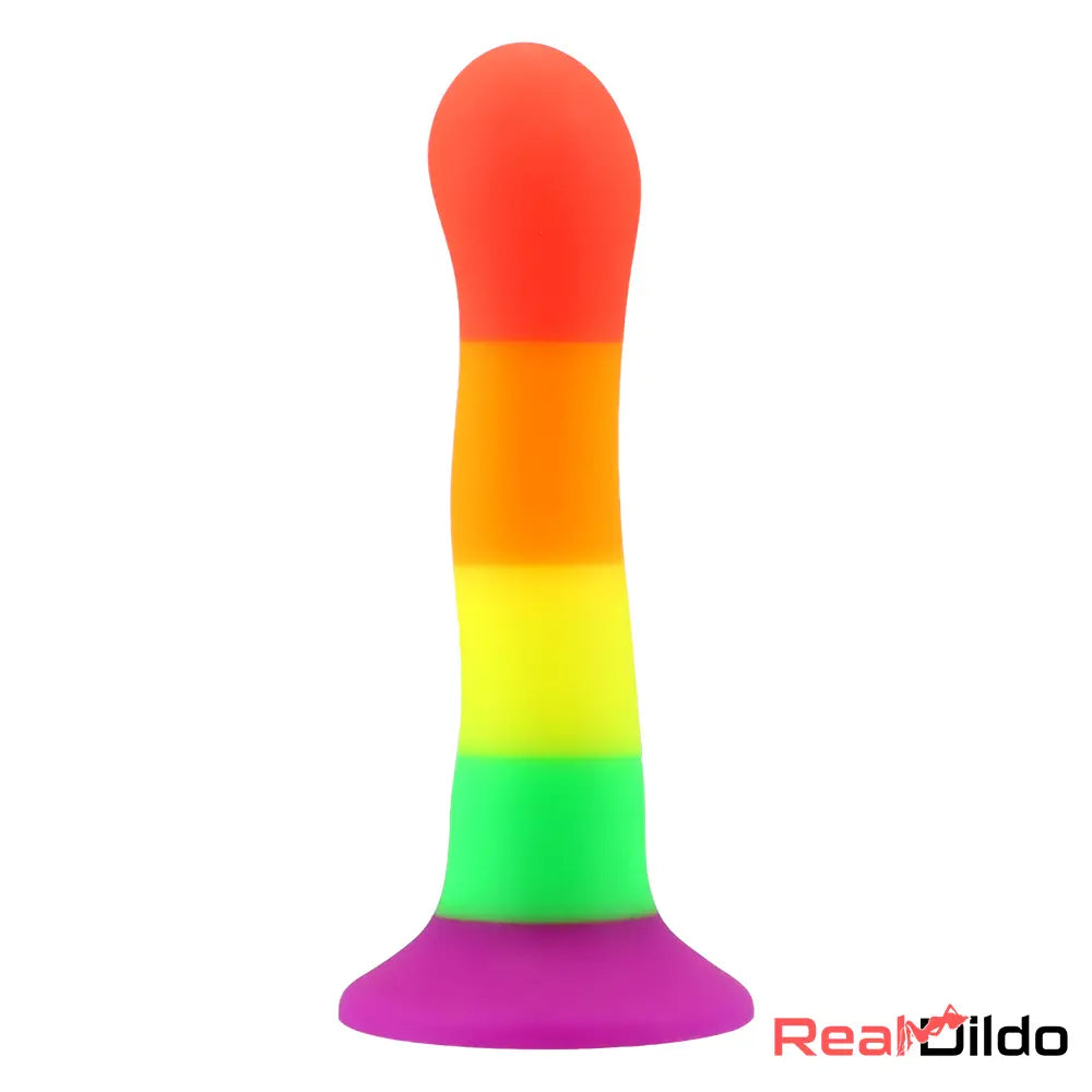 6.89in Colorful Silicone Soft Rainbow Dildo G-Spot Vagina Stimulator - Real Dildo