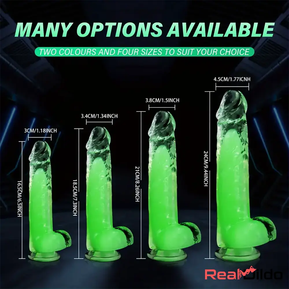 6.5in 7.3in 8.26in 9.44in Luminous Glowing Crystal Soft Double-Layer Dildo - Real Dildo