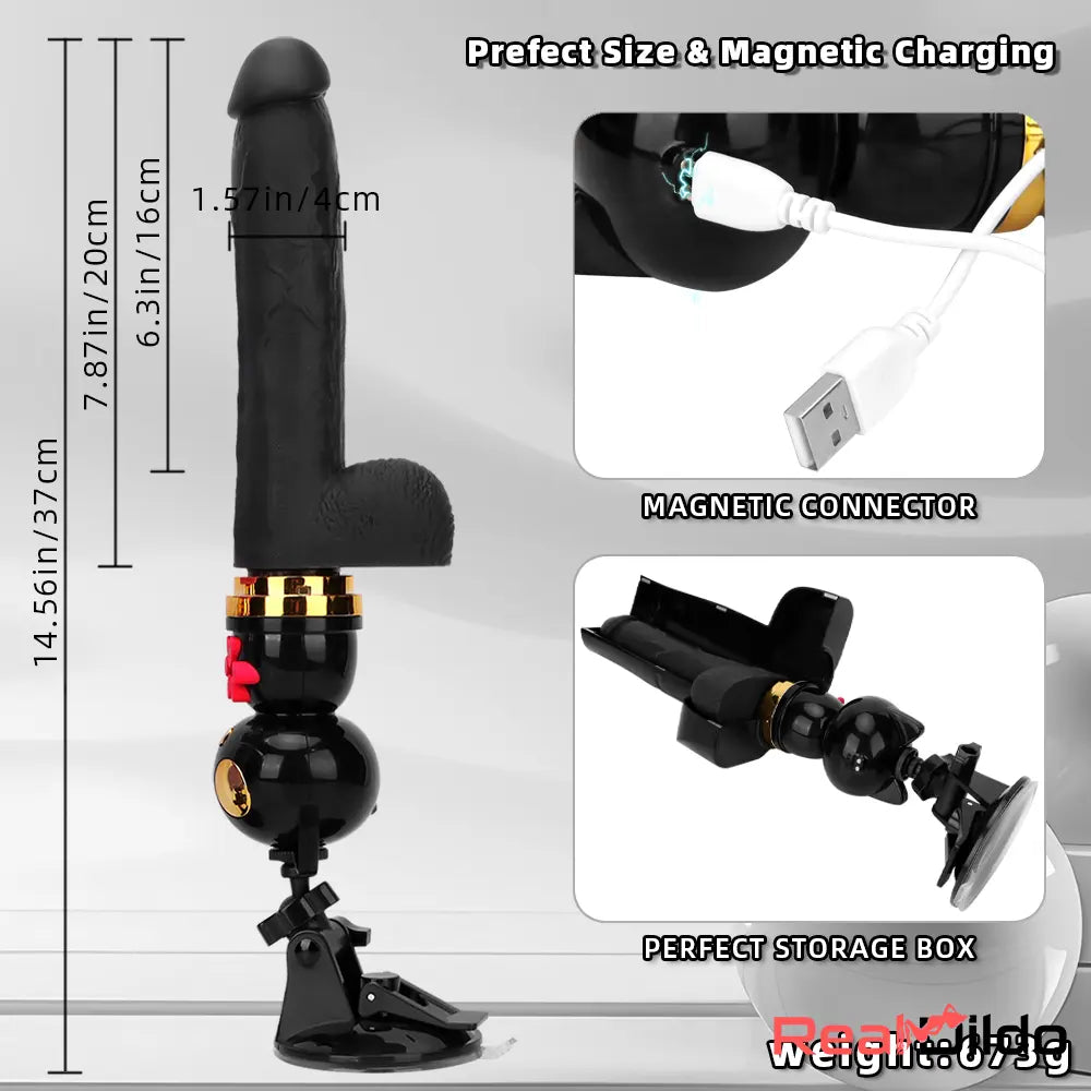 7.87in Cat Warming Thrusting Vibrating Remote Gun Sex Dildo Machine - Real Dildo