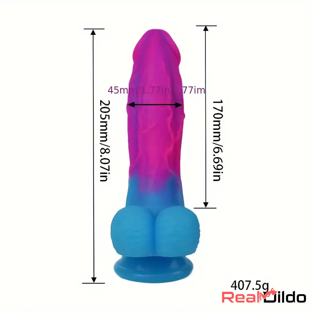 8.07in Colorful Silicone Soft Big Dildo For Women Men Massage Sex Toy - Real Dildo