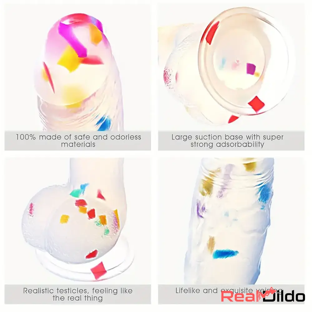 7.8in Realistic Confetti Silicone Soft Dildo For Anus Sexy Masturbator - Real Dildo