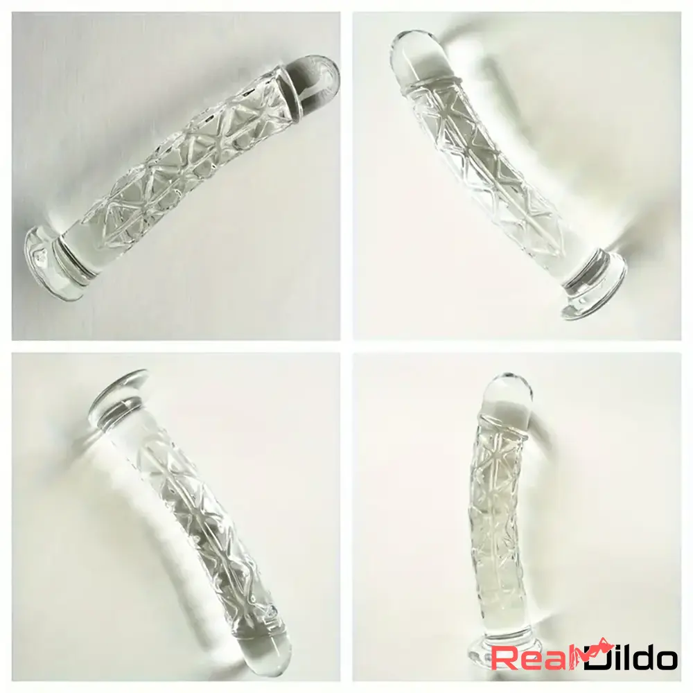 6.5in Clear Unisex Glass Crystal Dildo For Female Suction Cup Sex Toy - Real Dildo