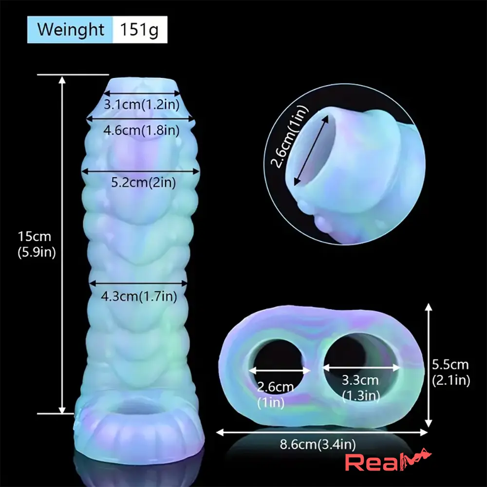 5.39in Lifelike Silicone Soft Dildo Sleeve Snake Glowing Cock Extender - Real Dildo