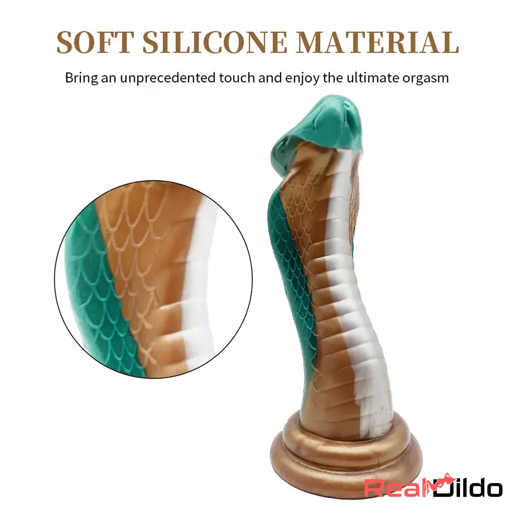 9.06in Silicone Soft Big Fantasy Snake Curved Dildo For Anal Orgasm