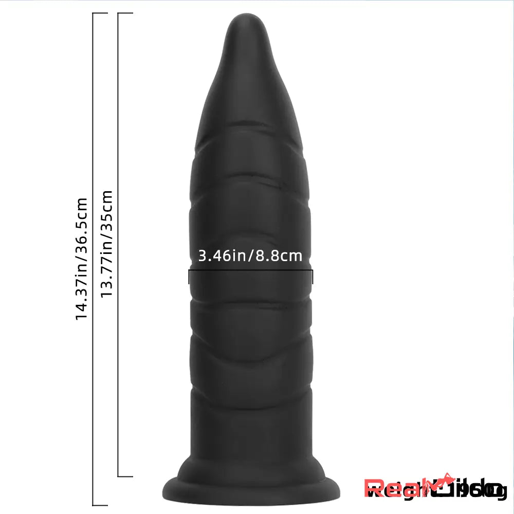 14.37in Fantasy Long Big Silicone Soft Black Dildo Thick Bottle Butt Plug - Real Dildo