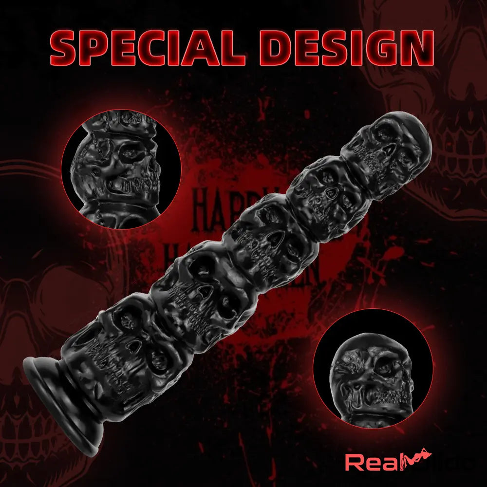 8.668in 11.86in 7.87in 11.02in Pumpkin Skull Odd Big Anal Black Dildo - Real Dildo