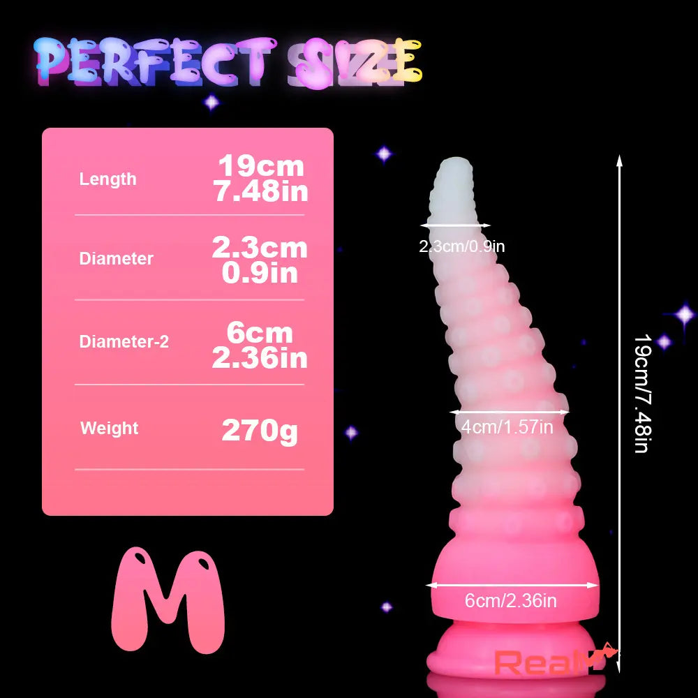 6.42in 7.48in 8.66in Fluorescent Octopus Tentacle Soft Dildo Female Sex Toy - Real Dildo