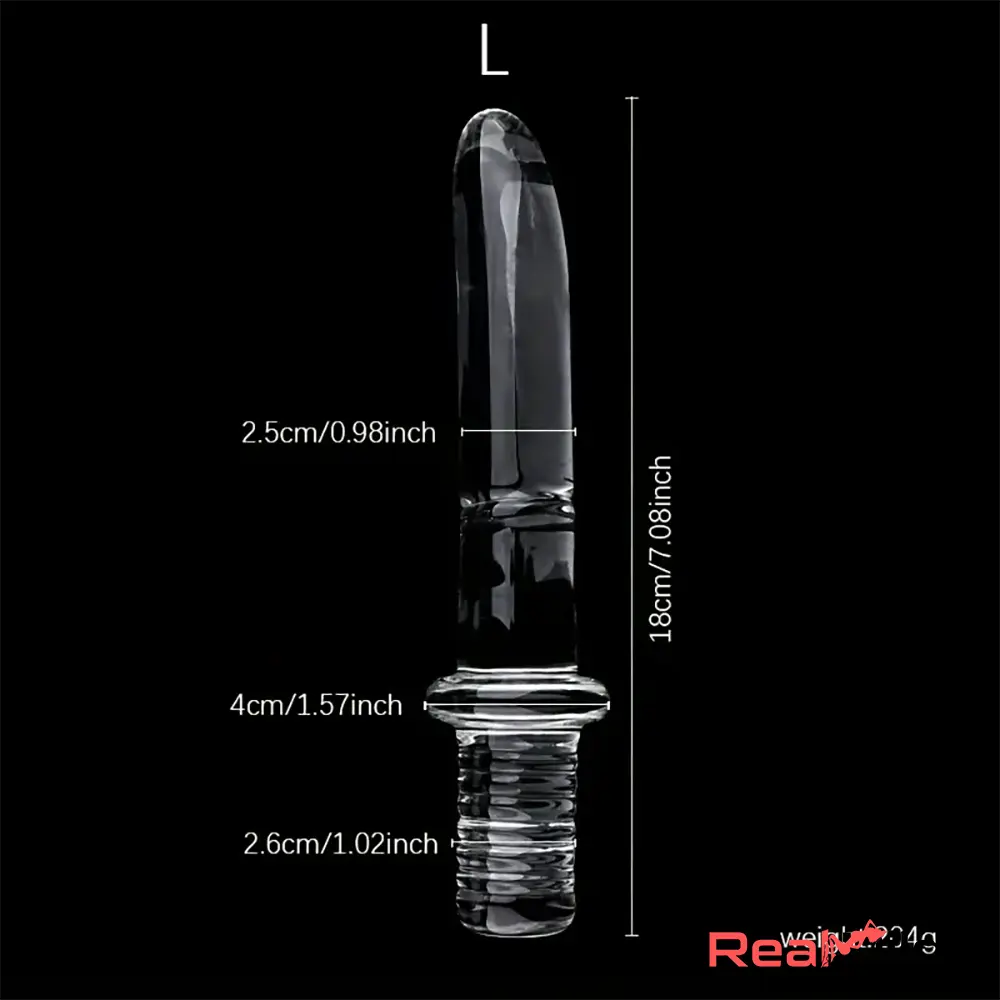 6.69in 6.88in 7.08in 7.28in Clear Glass Crystal Anal Male Dildo With Handle - Real Dildo