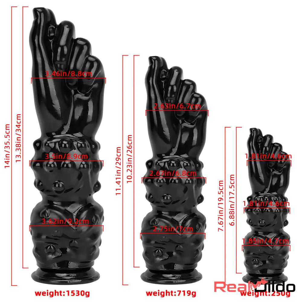 7.67in 11.41in 14in Large Thick Black Hands Fist Dildo For Vagina G-spot - Real Dildo