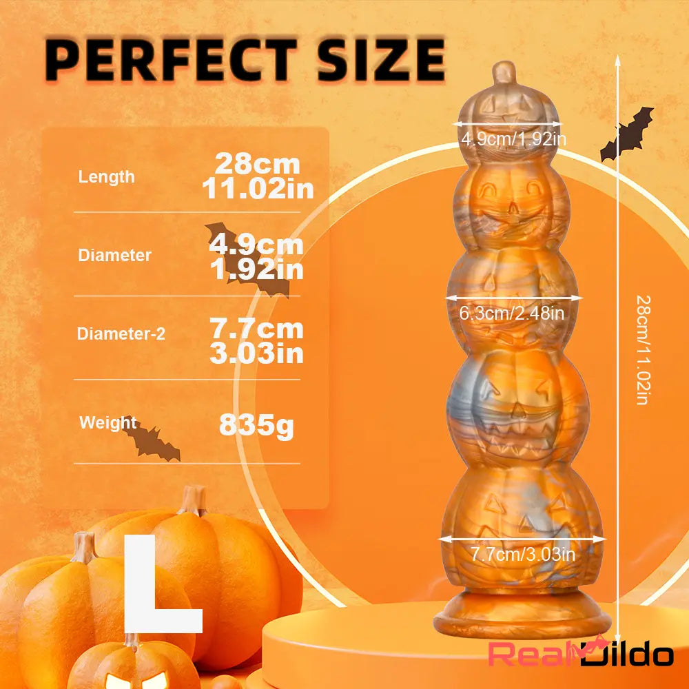 8.66in 11.85in 7.87in 11.02in Pumpkin Skull Odd Silicone Soft Halloween Dildo - Real Dildo