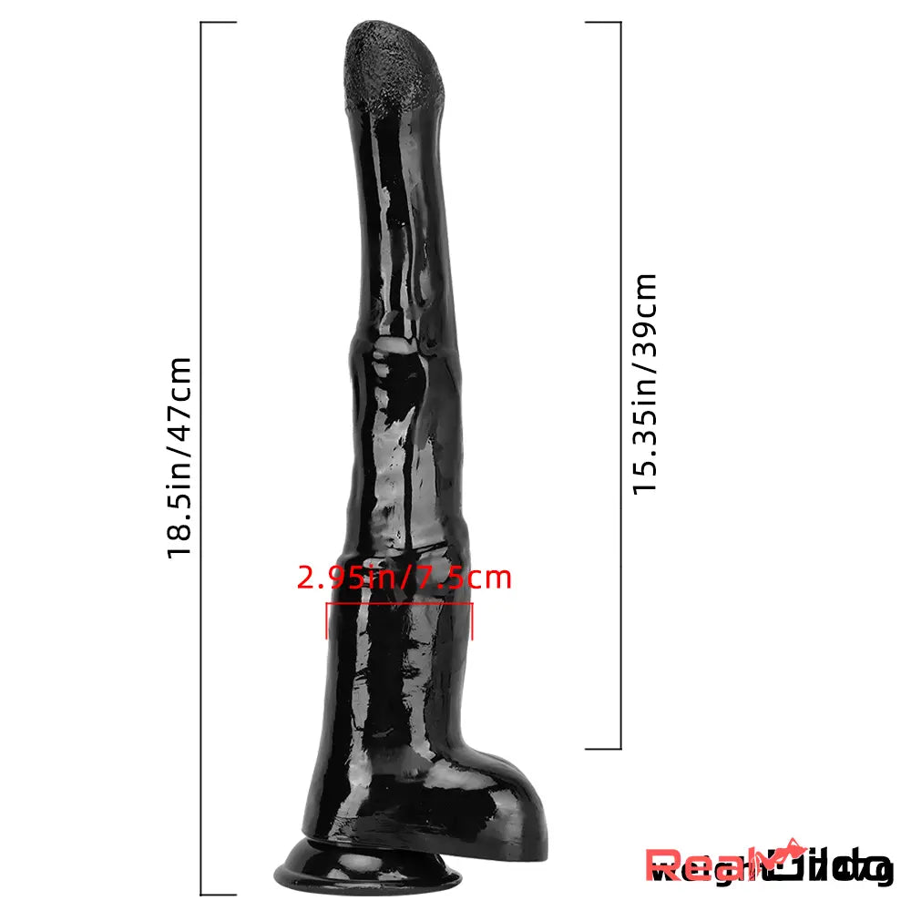 18.5in Extra Big Long Black Dildo Real BDSM Animal Horse Cock Toy - Real Dildo