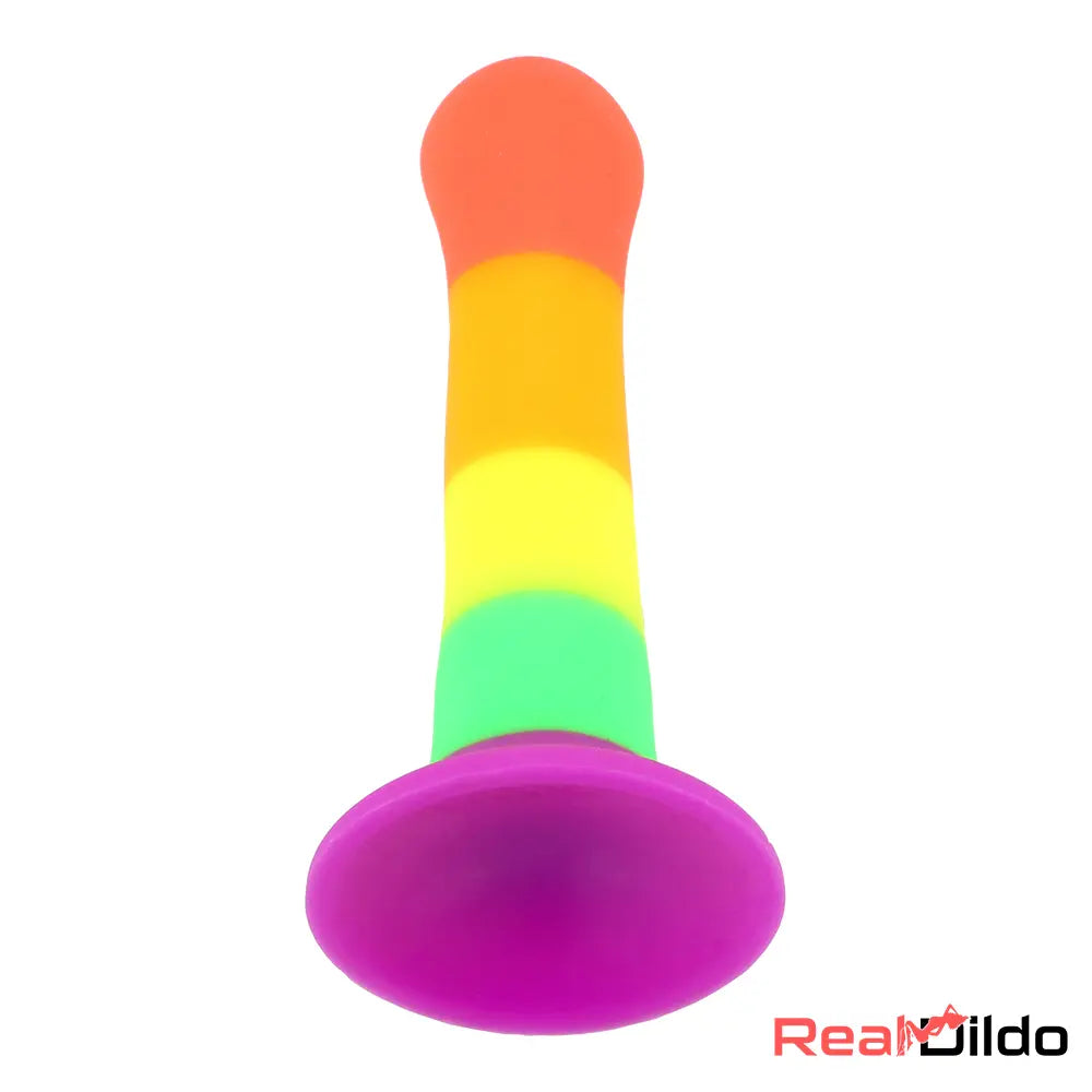 6.89in Colorful Silicone Soft Rainbow Dildo G-Spot Vagina Stimulator - Real Dildo