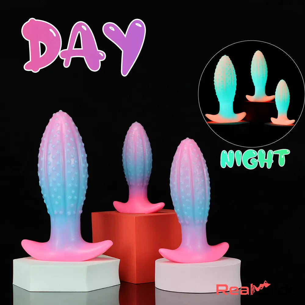 4.5in 5.67in 7.6in Silicone Soft Fluorescent Luminous Love Anal Plug Dildo - Real Dildo