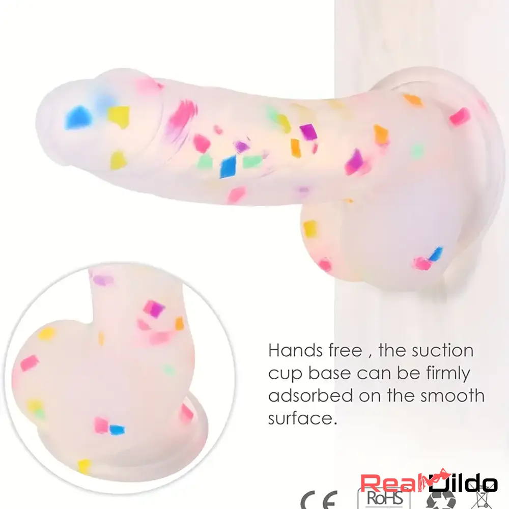 7.8in Realistic Confetti Silicone Soft Dildo For Anus Sexy Masturbator - Real Dildo