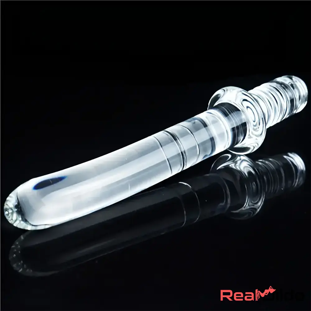 6.69in 6.88in 7.08in 7.28in Clear Glass Crystal Anal Male Dildo With Handle - Real Dildo