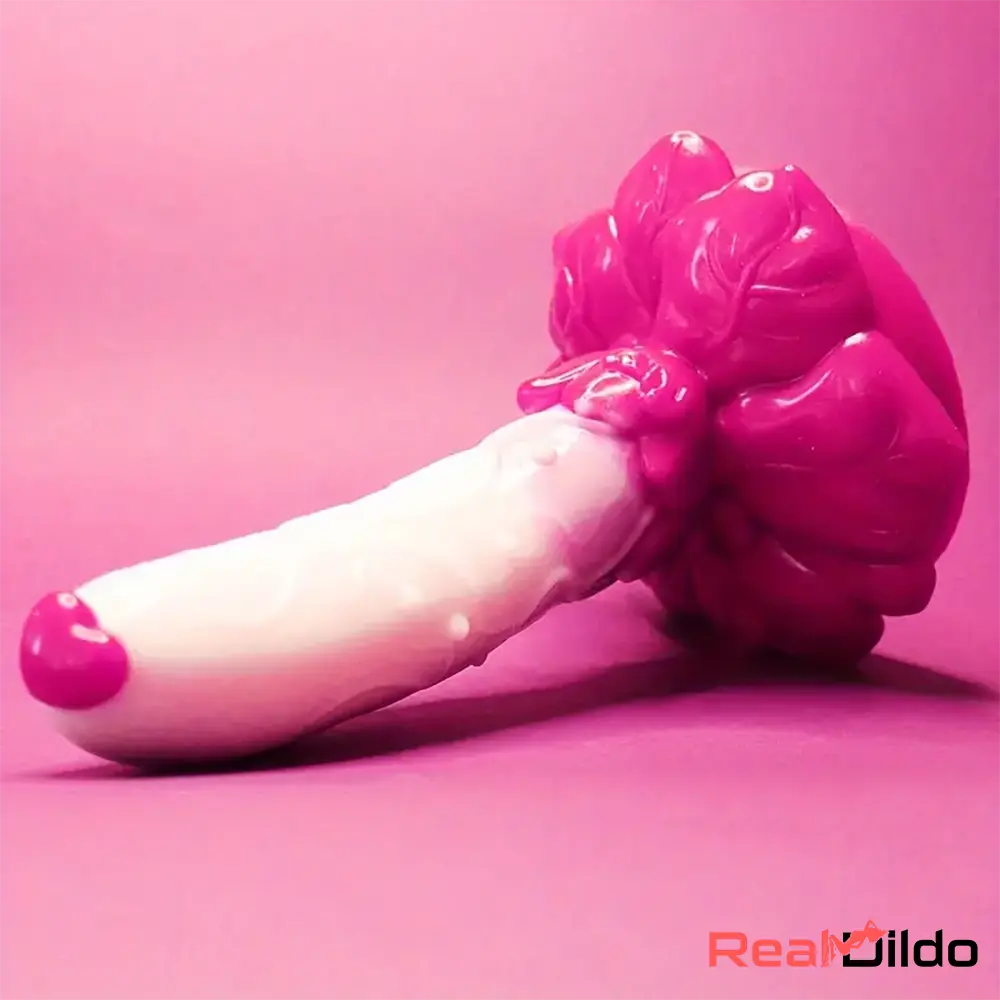 7.4in Soft Silicone Rose Colored Particles Dildo For Women Penetration - Real Dildo