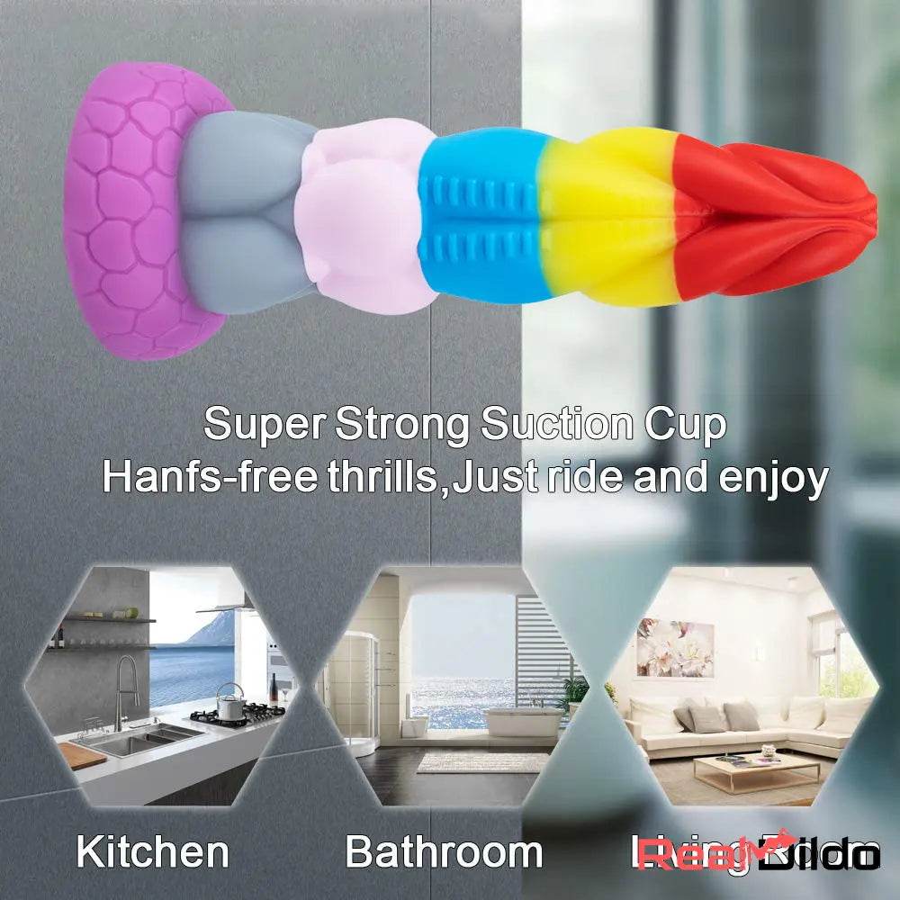 8.66in Silicone Rainbow Soft Big Dildo For Gay LGBT Adults Sex Toy