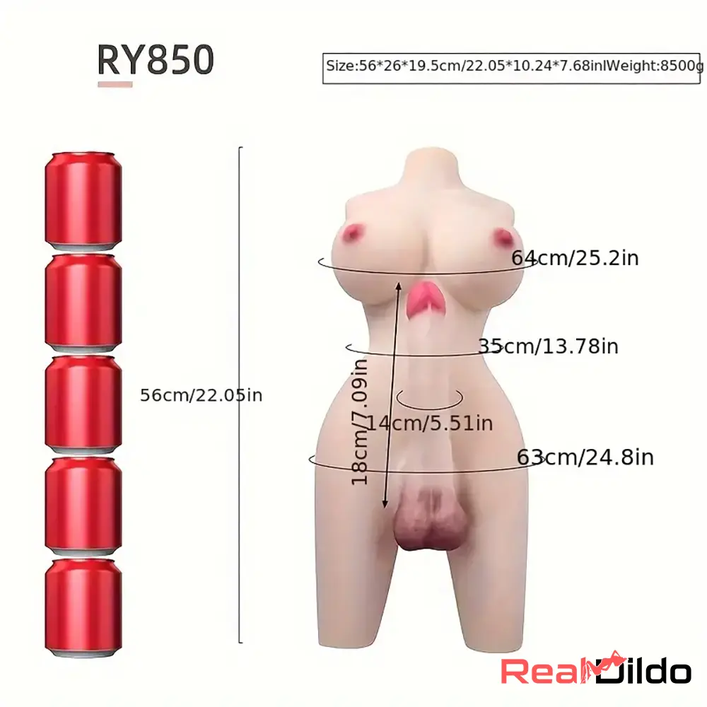 7.09in 7.87in Realistic Silicone Dildo With Sex Doll Torso Women Masturbator - Real Dildo