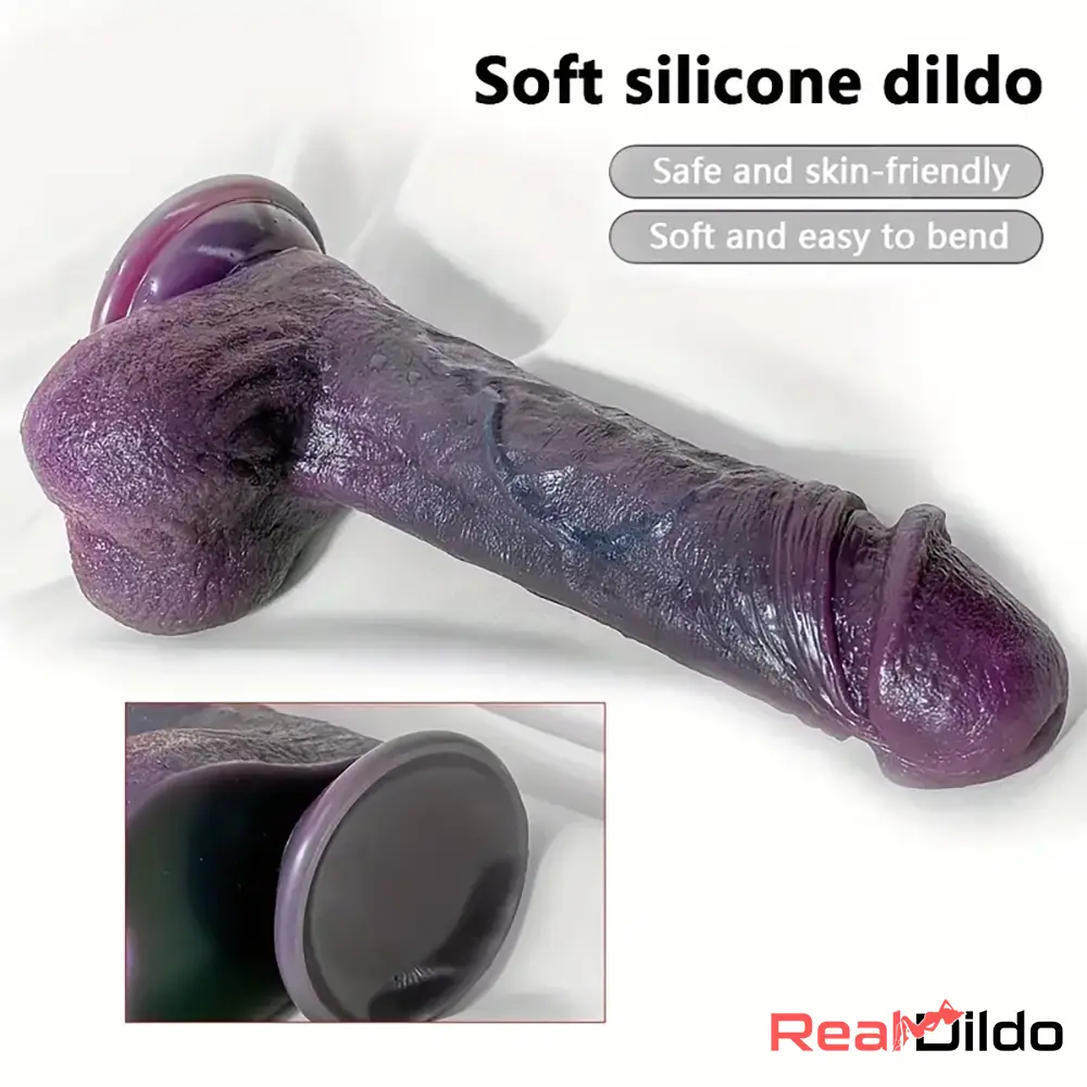 8.66in 8.74in 10.43in Big Ebony Silicone Flexible Dildo For Female Masturbator - Real Dildo