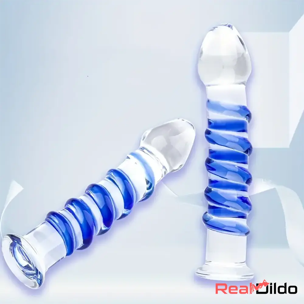 6.9in Clear Spiked Spiral Glass Dildo For G-Spot Vaginal Stimulation - Real Dildo