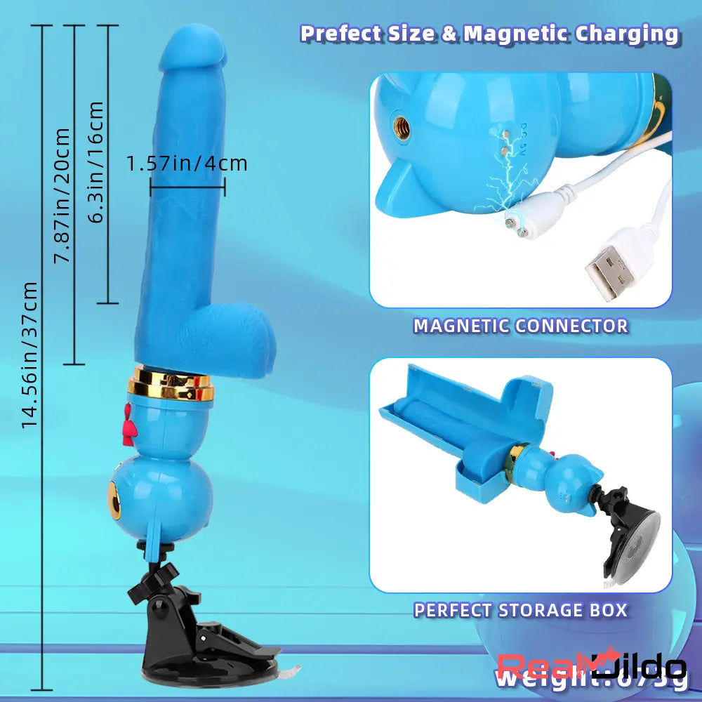 7.87in Cat Warming Thrusting Vibrating Remote Gun Sex Dildo Machine - Real Dildo