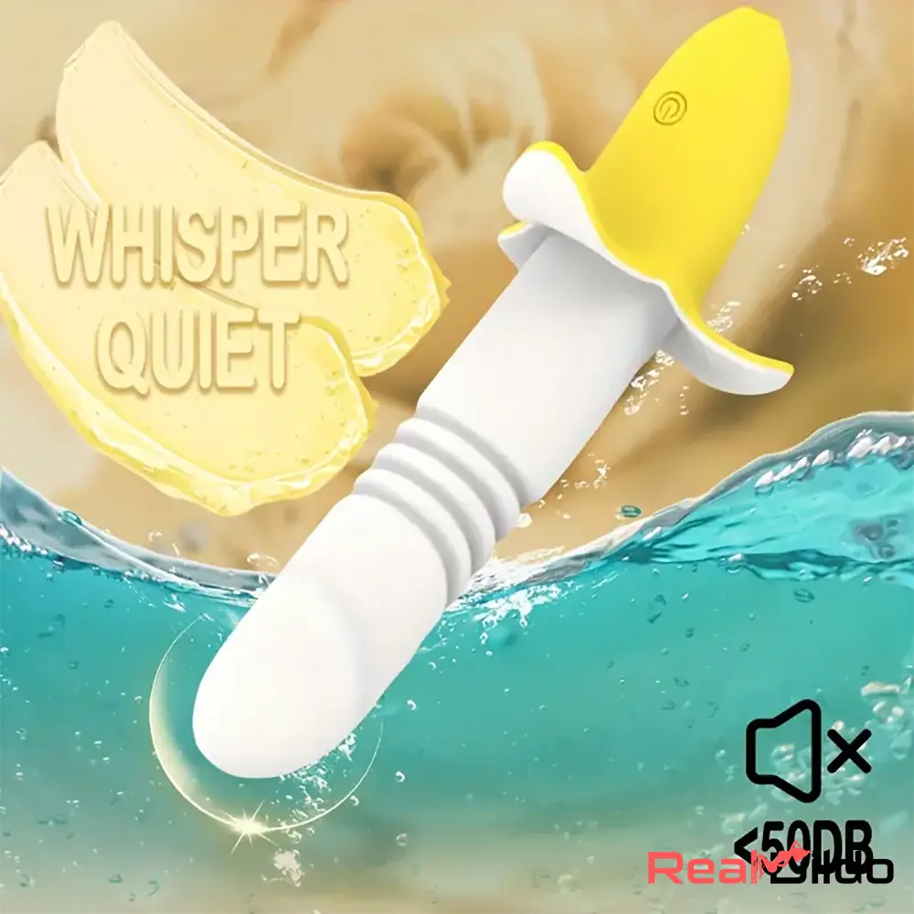 7.59in Banana Thrusting Vibrating Silicone Soft Dildo Vagina Massager - Real Dildo