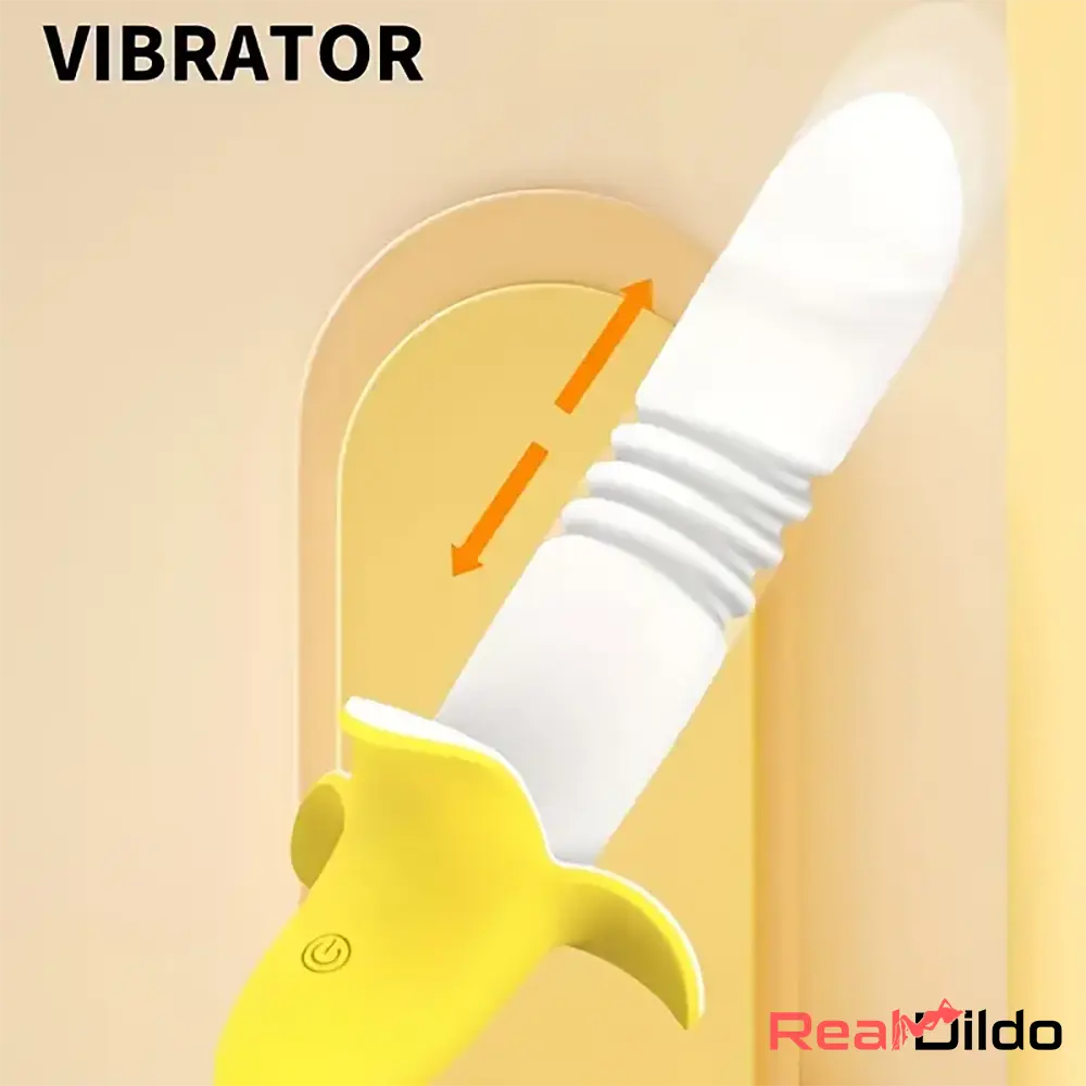 7.59in Banana Thrusting Vibrating Silicone Soft Dildo Vagina Massager - Real Dildo