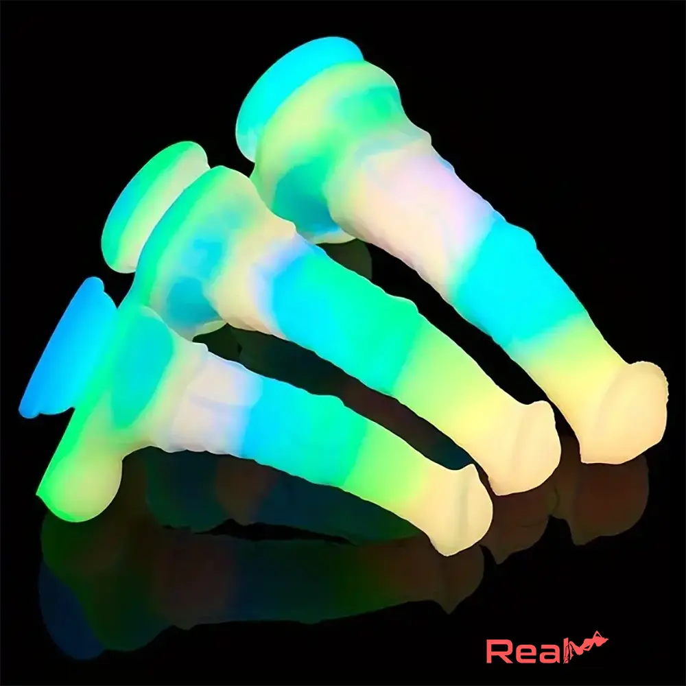 9.65in 11.02in 12.6in Rainbow Luminous Big Anal Horse Silicone Dildo