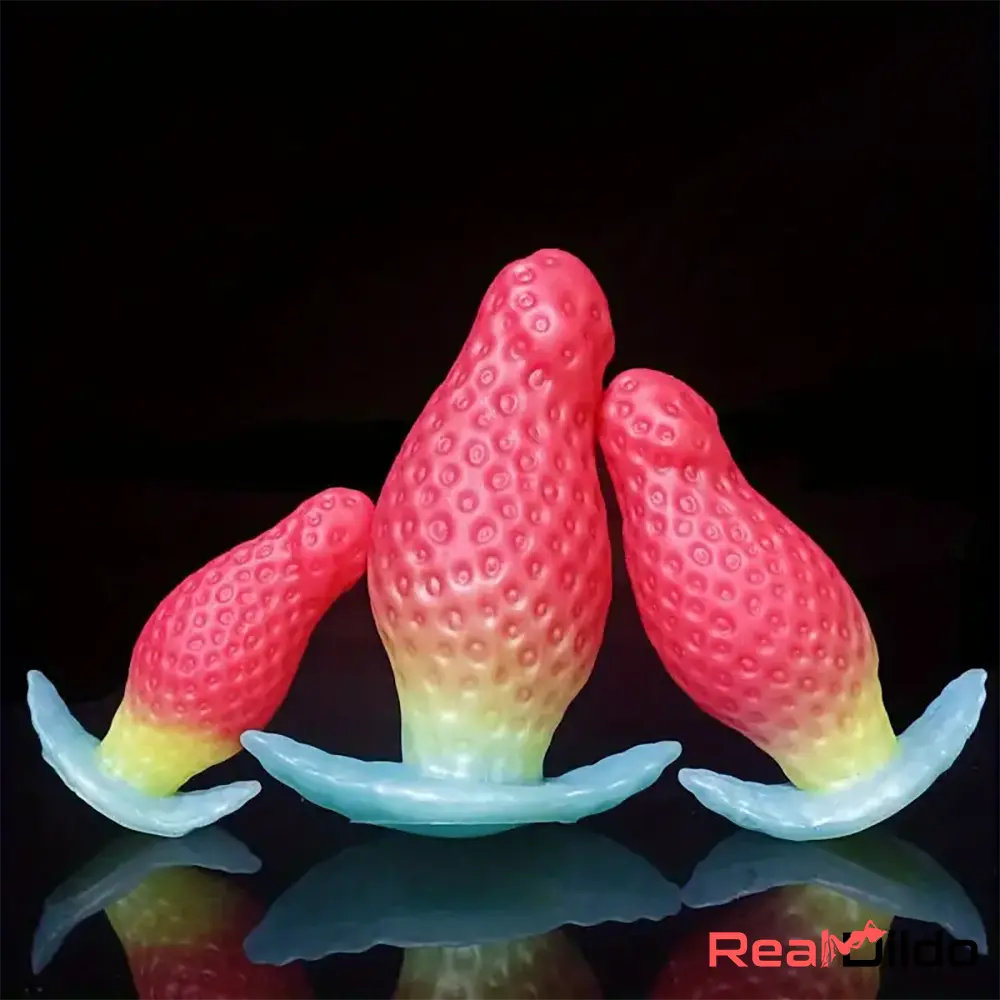 2.75in 3.54in 4.33in Strawberry Small Unisex Silicone Soft Adult Dildo - Real Dildo