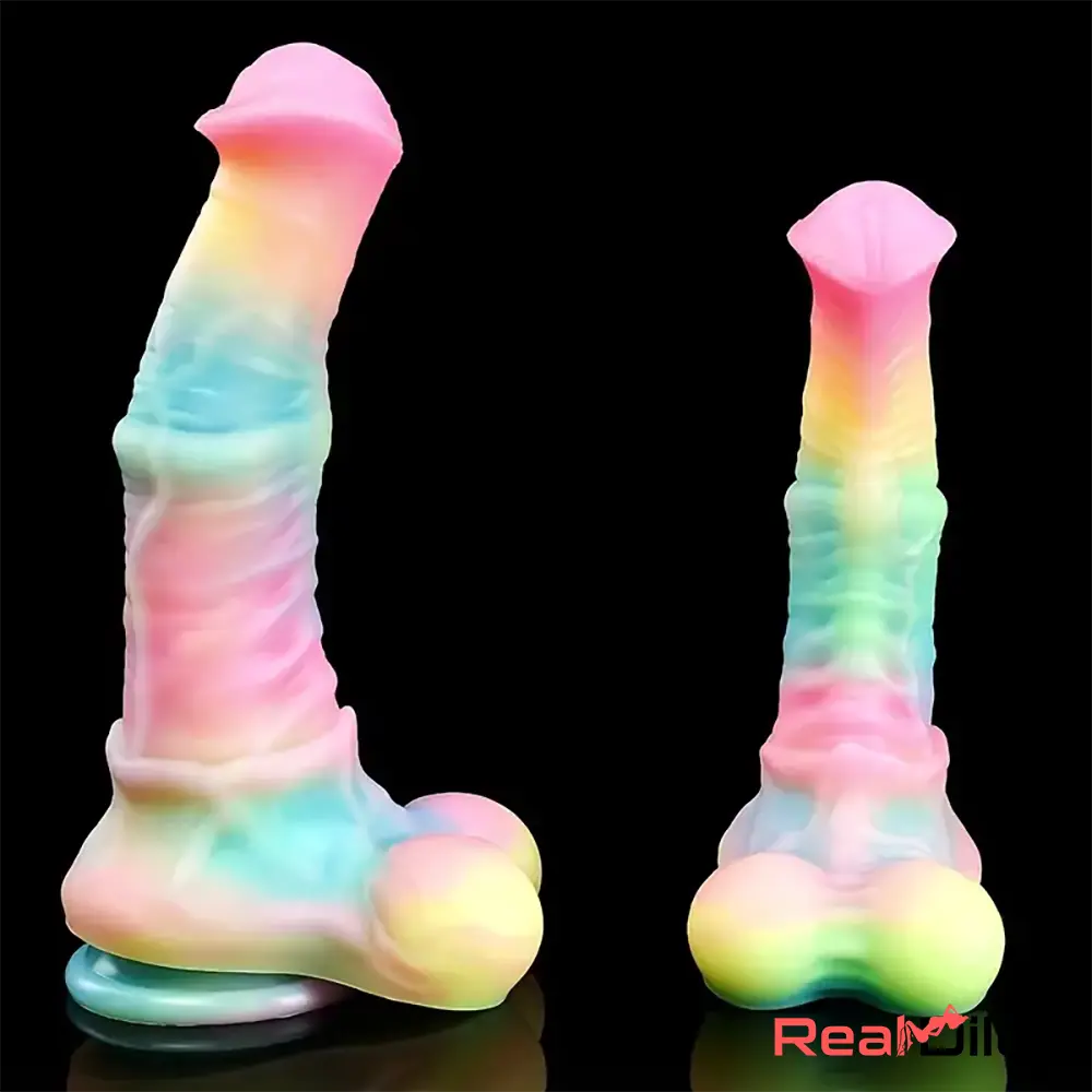 9.65in 11.02in 12.6in Rainbow Luminous Big Anal Horse Silicone Dildo