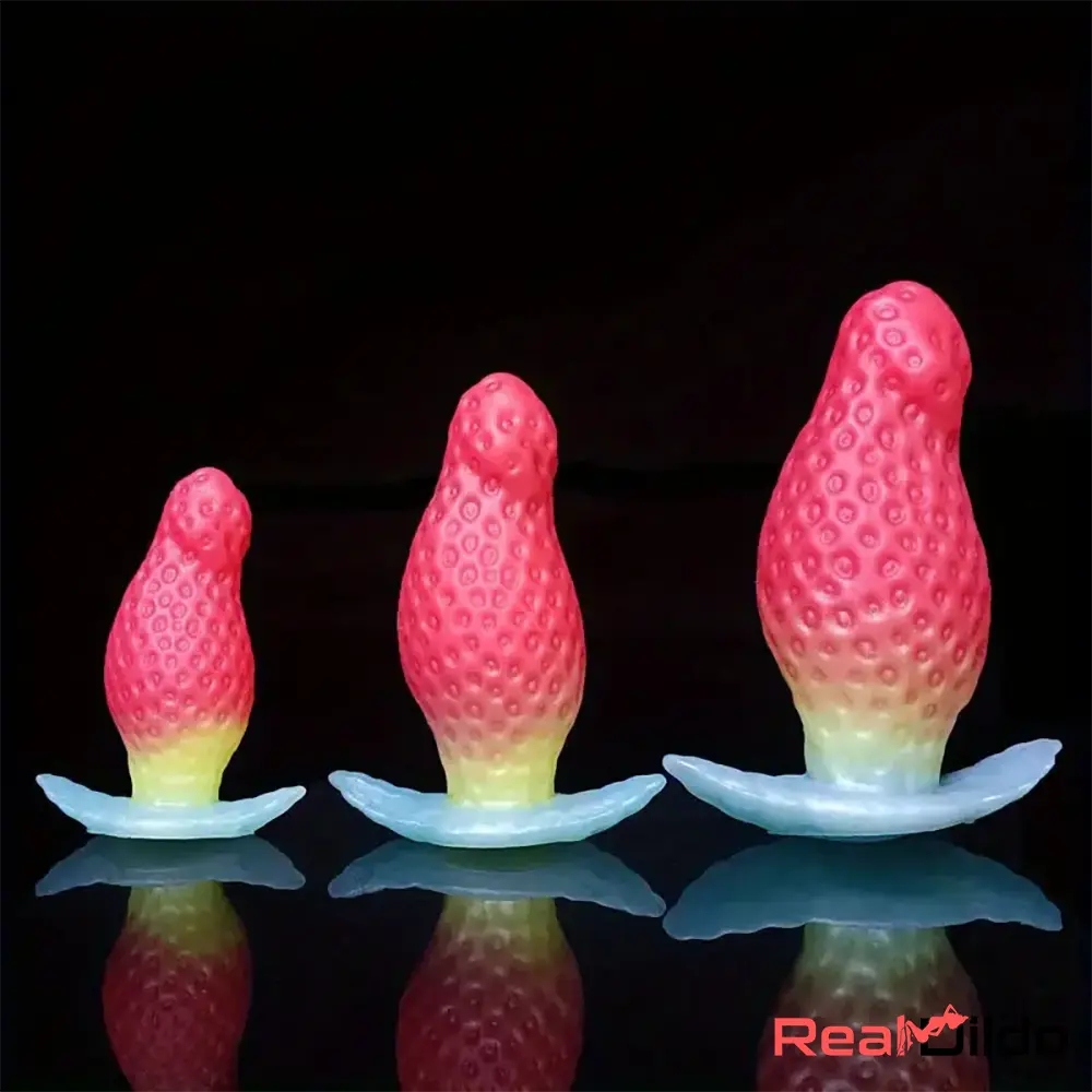 2.75in 3.54in 4.33in Strawberry Small Unisex Silicone Soft Adult Dildo - Real Dildo